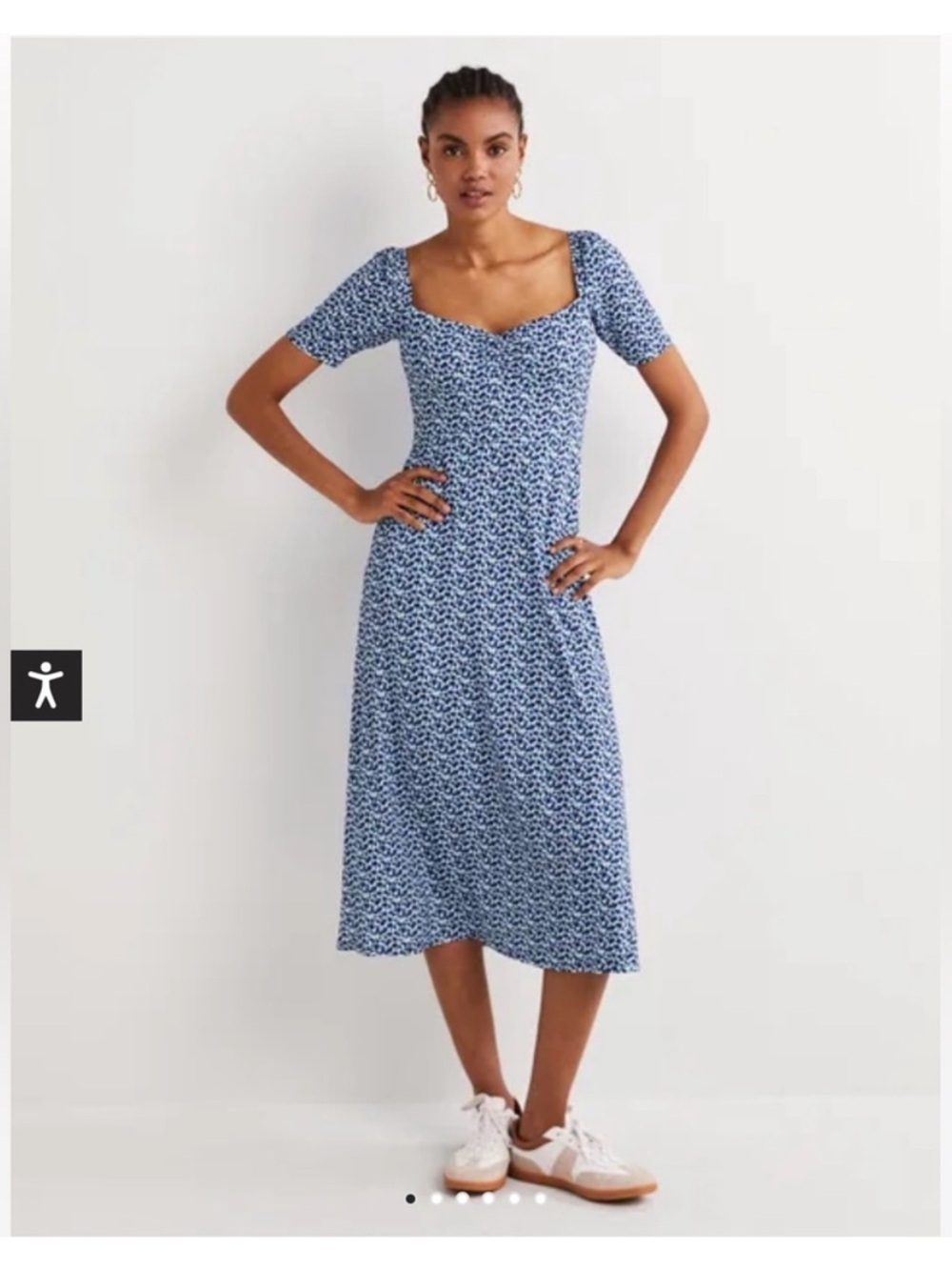 Boden Sweetheart Blue Dot Jersey Dress Size 8